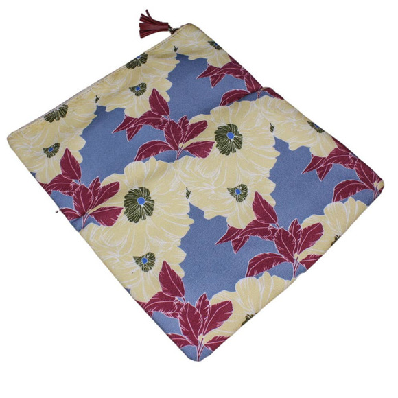 Rachel Pally Clutch Purse White Leather Canvas Floral Print Blue Purple Cream - Picture 4 of 5